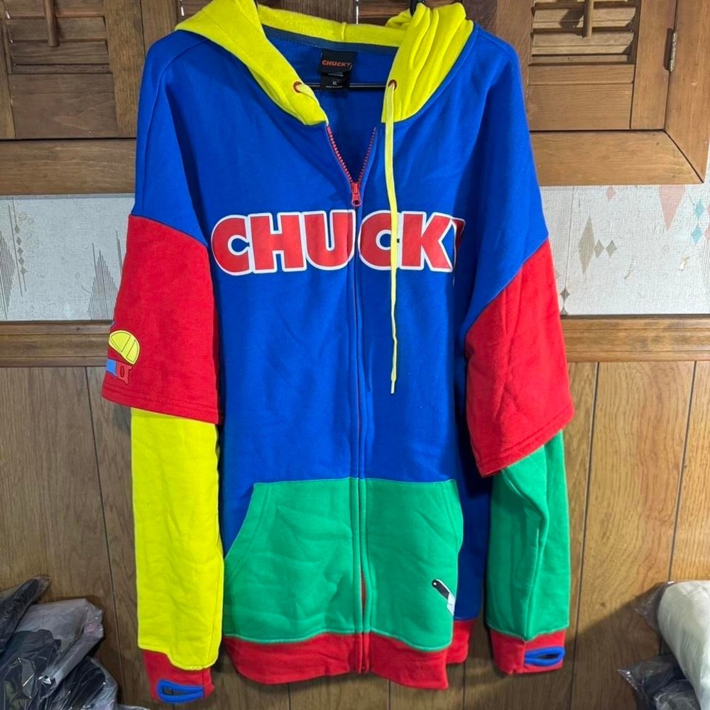 Chucky hoodie - multi-coloured, blue and yellow Size XL - Picture 1 of 5
